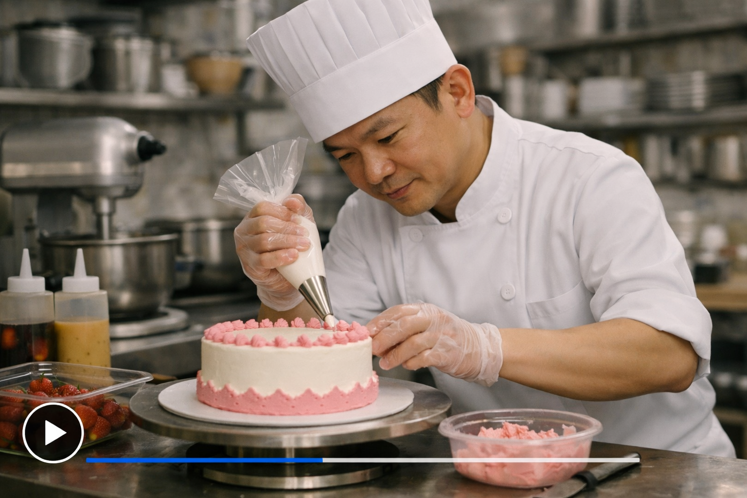 AI video for training — chef decorating cake